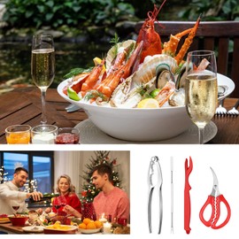 Zhehao 49 Pcs Seafood Tools Set Includes Crab Crackers, Lobster Shellers, Crab Leg Forks, Seafood Scissors and Storage Bag Nut Cracker Set for Party Supplies