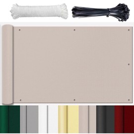 GLIN Balcony Privacy Screen, No Drilling, 50 cm to 120 cm High, Balcony Privacy Screen, Wind Protection, Balcony Cover, Balcony Cladding, Side Privacy Screen, Plastic, Balcony Cladding, Taupe, 90 x