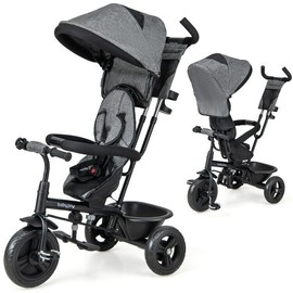 Costway 4x1 Baby Toddler Trike Tricycle Removable Canopy Adjustable Push Handle 3 Wheel