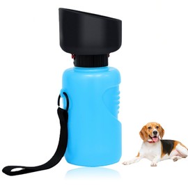 Dog Water Bottle for Travel, 500 ml, Foldable Dog Water Bottle for Travel, Leak-Proof Water Dispenser with Bowl for Travel, Walks, Camping (Blue)