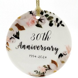 OWTTWO 30th Anniversary Wedding Gift - 30th Anniversary Christmas Ornament with Never Fade Embossed Lettering and Patterns for Couples,Parents,Husband,Wife