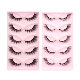 Falsche Wimpern, Halbe Wimpern Natürlich Falsche Wimpern Klare Band 10 Paar, Lashes Cateye Wispy Künstliche Wimpern 3d Cat Eye Half Lashes