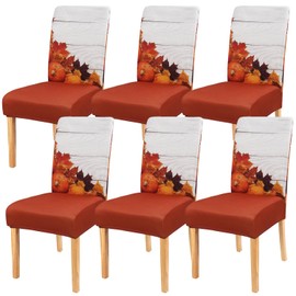 Nmxomug - Juego de 6 fundas para sillas de otoño, diseño de hojas de otoño, fundas elásticas extraíbles y lavables, decoración de otoño para el hogar