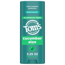 Tom’s of Maine Cucumber Aloe Aluminum Free Natural Deodorant For Women & Men | Goes on Clear | Odor & Wetness Protection | Naturally Derived and Moisture-Locking Ingredients | 3.25 oz
