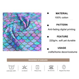 SSWZHANG 100% Cotton Fabric Colour Gradient Japanese Fish Scale Print Mermaid Scales Geometric Decoration Fabric Craft Sewing Fabric 130 cm Wide (Size: 1.3 x 2 m, Colour: Colourful)