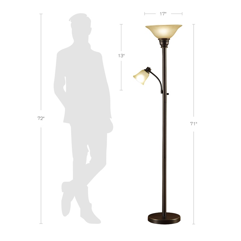 Catalina 18223-002 Transitional Metal Uplight Floor Lamp with Reading Light