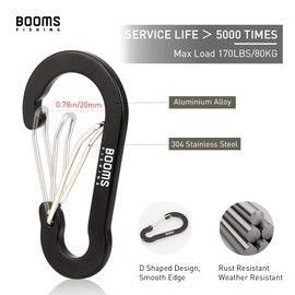 Booms Fishing CC5 Multi-Use Carabiner Clips, 10 Pack 2.7" Small Caribeener Clips, Mini Keychain Caribeaner Clip, Aluminum D Ring Carabiners, Assorted Colours