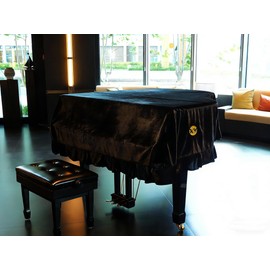Kaieyres Grand Piano Cover, Velvet Piano Cover Decorative Full black Piano Cloth Triangle Decorated Protective(70.8in,180cm)