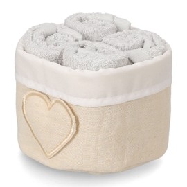 Casatessile Grigio Chiaro Bathroom Wash with Fabric Basket Set of 4 Susanna Wash Cloths 30 x 30 cm Small Face Towels and Bidet