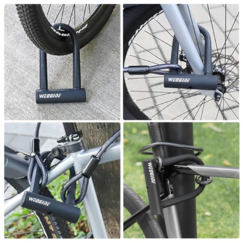 Bike U Lock with 5ft Security Cable 17mm Shackle, Bike