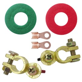 New Solid Brass Battery Terminal Connector Top Post End Clamps Set Widely Used for Car Marine Boats, Trucks, 1 Pair,by XSPANDER