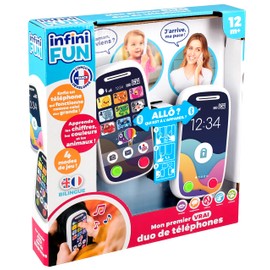 Infini Fun My First True Duo of Phones - The First Phone to Make Calls via Bluetooth. - Imitation Toy, Multilingual, French/English, from 12 Months