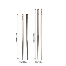 Lixada 1 Pair of Titanium Chopsticks Lightweight Super Strong sukueariyu-su Chopsticks kyaringupo-ti with Outdoor Camping Supplies 195 mm/230 mm