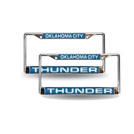 Oklahoma City Thunder Chrome Metal Laser License Plate Frame - Set of 2 Frames