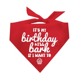 It's My Birthday & I'll Bark If I Want to Dog Bandana | 100% Cotton | Made in USA | Birthday Pawty | Party Theme | Celebration Supplies | Photoshoot Prop |Red, One Size (1078)