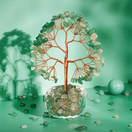ZenBless Aventurine Healing Crystal Tree 7 Chakra Tree of Life Money Tree Fake Crystals Bonsai Tree Feng Shui Reiki Spiritual Decor and Accessories for Home Office Desk Good Luck Gifts