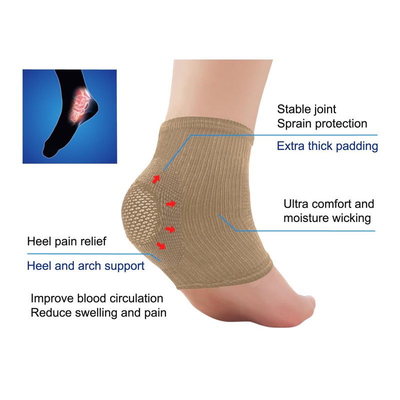 JianiMed Heel Protector - Plantar Fasciitis, Compression Support, Ankle Strains,