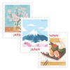 Navy Peony Japan Magnet Set - Hand-Illustrated Postage Stamp-Style Fridge