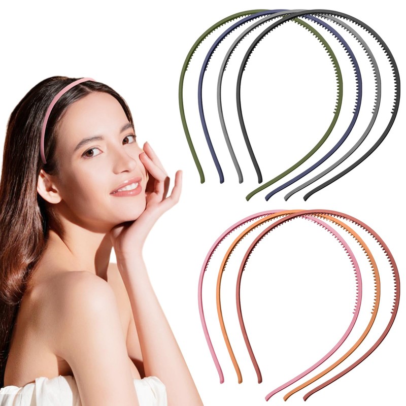 Tedux Thin Headbands, 7 Colors 4mm Skinny Headbands, No Slip