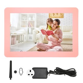 WiFi Digital Picture Frame 1280x800 10.1 Inch IPS HD Touch Screen Smart Cloud Photo Frame with 16GB Storage 100‑240V Pink UK Plug