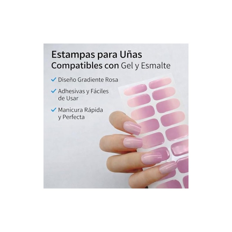 Estampas de Uñas de Esmalte y Gel, Rosa, Blanco y