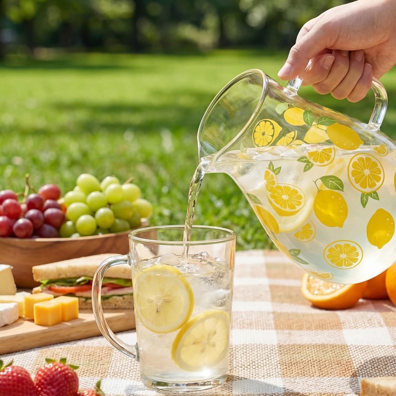 Yungyan Lemonade Pitcher with Lid 67.6 oz Clear Glass Water