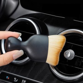 Car Interior Cleaning Tool Brush with Cover, Car Interior Brushes Soft Bristles Detailing Dusting Brush Curved Crevice Beauty Brush for Car Dashboard, Screen, Scratch-Free Cleaning Brush.