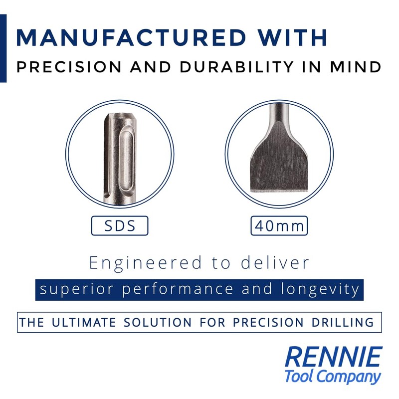 Rennie Tools SDS Plus Chisel Bit 40mm Wide x 250mm