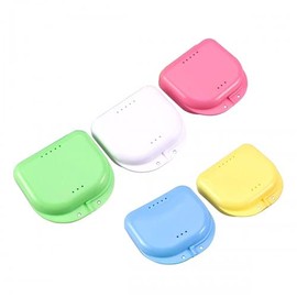 AvoDovA 5 PCS Denture Case Box, Denture Storage Box Case Oral Protective Case with Hole, Color Dental Mouthguard Container Denture Aligner Holder Box for Household Travel Office