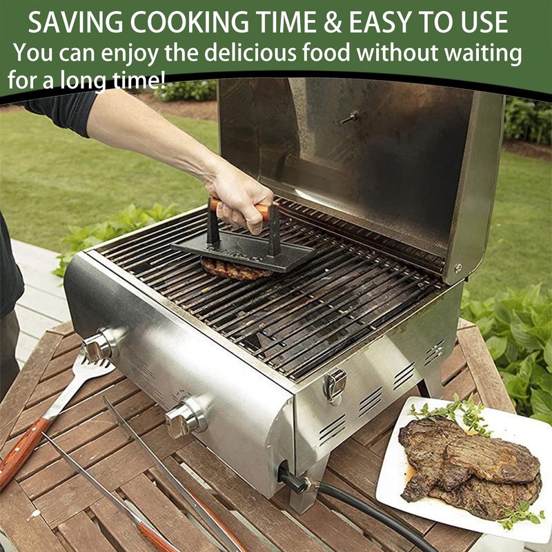 Hamburger Press Professional Heavy Duty Cast Iron Bacon Press Smasher