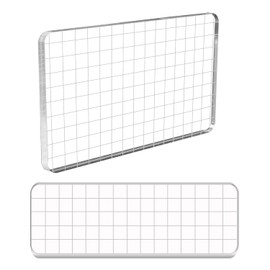 2 Pieces Large Stamp Blocks Acrylic Clear Stamping Blocks Tools with Grid Lines for Scrapbooking Crafts Making