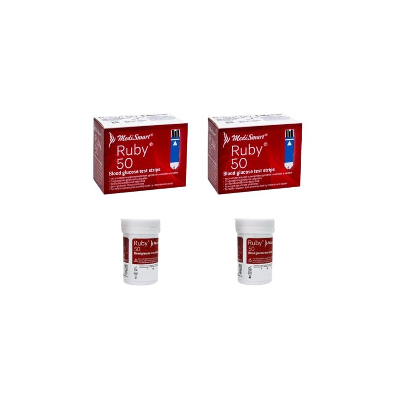 Tiras Reactivas para Glucómetro MediSmart Ruby Kit con 100 Piezas
