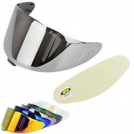 Wayocfei CWR-F2 Shield Helmet + Anti-Fog Lens Fits Z-8 Z8 X-15 X15 Helmet Visor UV Absorption Motorcycle Helmet Aftermarket Replacement (Silver Plated Lens+Film-2)