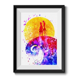Uhomate Jack Sally Nightmare Before Christmas Home Canvas Prints Wall Art Inspirational Quotes Wall Decor Living Room Bedroom Bathroom Artwork C042 (8X10)