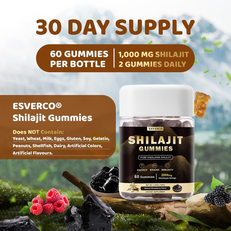 esverco Shilajit Gummies Supplements, Shilajit Gummies, Lab Test, Trace Minerals,