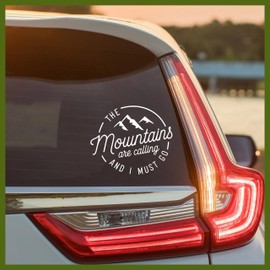 MYMKO The Mountains are Calling and I Must Go Decal, Car Window Decals, 6 Inches UV DTF Tranfer Car Stickers, Adventure Weatherproof Car Truck Window Bumper Sticker, Car Decals for Outdoor Lovers