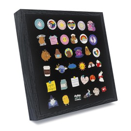 GMFrames 11x11 Enamel Pin Display Case, Pin Collection Display Frame with Real Glass, Shadow Box for Wall and Tabletop, Pin Holder Black