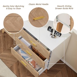 KOZIDO Modern Wood Dresser, 6 Drawer Double Dressers 6 Chest of Drawers, Storage Cabinet for Bedroom, Living Room, Hallway, Entryway - Oak