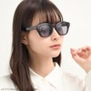 [FashionBerry] クリアブラック×ライトスモーク ビッグフレーム ボストン型 サングラス 伊達メガネ クリアレンズ UVカット 軽量 メンズ