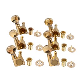 6Pcs Full Closed Guitar Tuning Key Accurate Fast Operation Stable Metal Tuning Pegs for Acoustic Electric Guitar Gold 6R