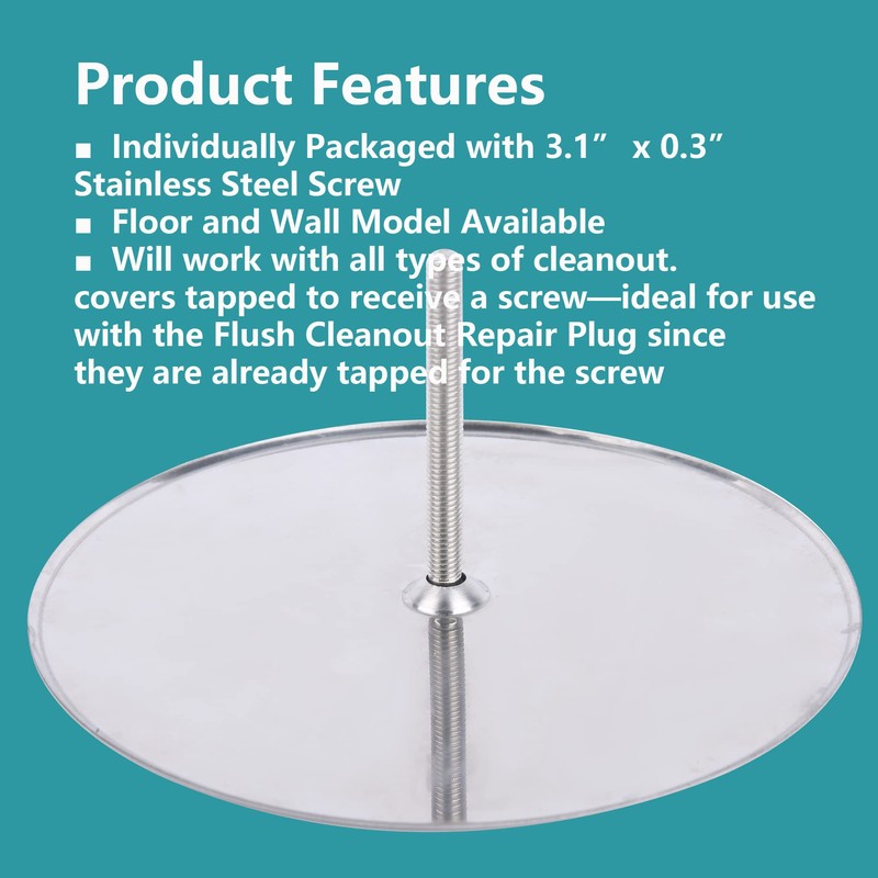 7" Decorative Cleanout Access Covers Plate, Flat Design Cover and