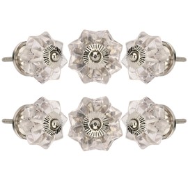 Perilla Home Set of 6 Crystal Knobs - for Cabinet & Drawers Decorative Glass Knobs - for Home, Kitchen, Cabinet, Hardware, Cupboard, Door, Dresser, Wardrobe and Drawer Pulls (Clear)