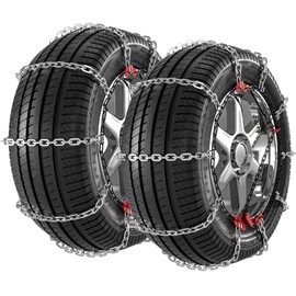Snow Chains for Car, SUV, Pickup, Truck, Adjustable Portable tire snow chains, Car Anti-Skid Tire Chains for Tire Width 195 205 215 225 235-Set of 2