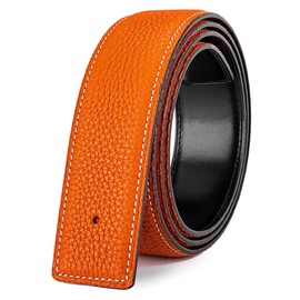 Vatee's Women's/Men's Real Leather Replacement Belt Strap No Buckle 32mm Wide 100cm Long Orange