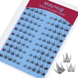 Mayhug Natural Lash Clusters Left&Right 120pcs Eyelash Clusters D Curl Wispy Cluster Lashes DIY Individual Lashes Extension Thin Band Cluster Eyelashes Extensions (WhisperMist)