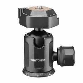 Mantona Basic TBH 2nd VI Ball Head - 360 Degree Panoramic Ball Head with Quick Release Plate, Load Capacity 8 kg, Weight Only 330 g, Aluminium, for Photo Tripods, DSLR and DSLM Camera