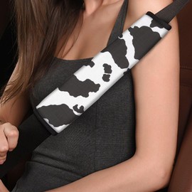 DBBXHZJY 2PCS Cow Print Car Seat Belt Cover Pads,Black and White Seatbelt Covers Protect Shoulder and Neck Car Accessories Interior,Universal Car Seat Strap Pads Car Decorations for Most Cars Trucks