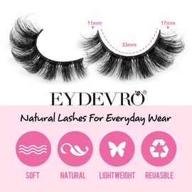 Mink Lashes Fluffy Wispy Lashes Natural Look 3D False Eyelashes D Curl Russian Strip Lashes 7 Pairs Short Fake Eyelash Pack by EYDEVRO