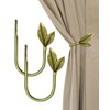 Antique Brass Curtain Holdbacks 2 Pack, Metal Olive Leaf Tiebacks