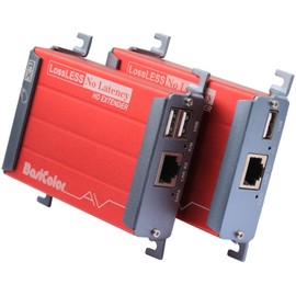 Basicolor HDMI KVM USB Extender with PoC Over Cat5/Cat5e/Cat6/Cat6e HDMI to RJ45 Support 1080p Video Lossless No Latency, 80m 262ft HDMI USB Transmitter and Receiver … (262ft HDMI Extender, Red) …